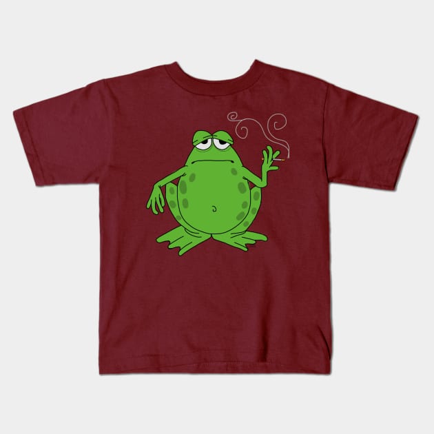 Smoking toad frog Kids T-Shirt by wolfmanjaq